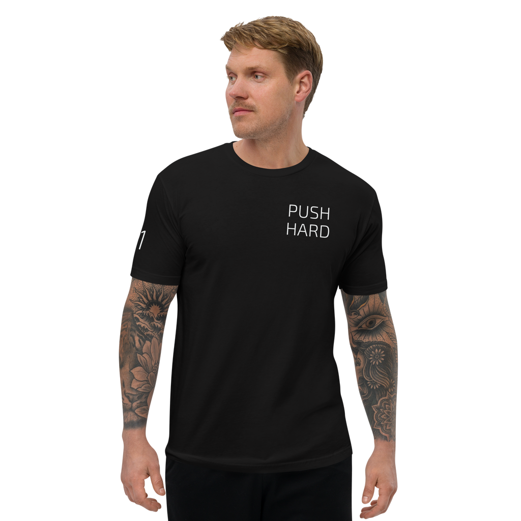 P1 PUSH HARD Men's Black T Shirt