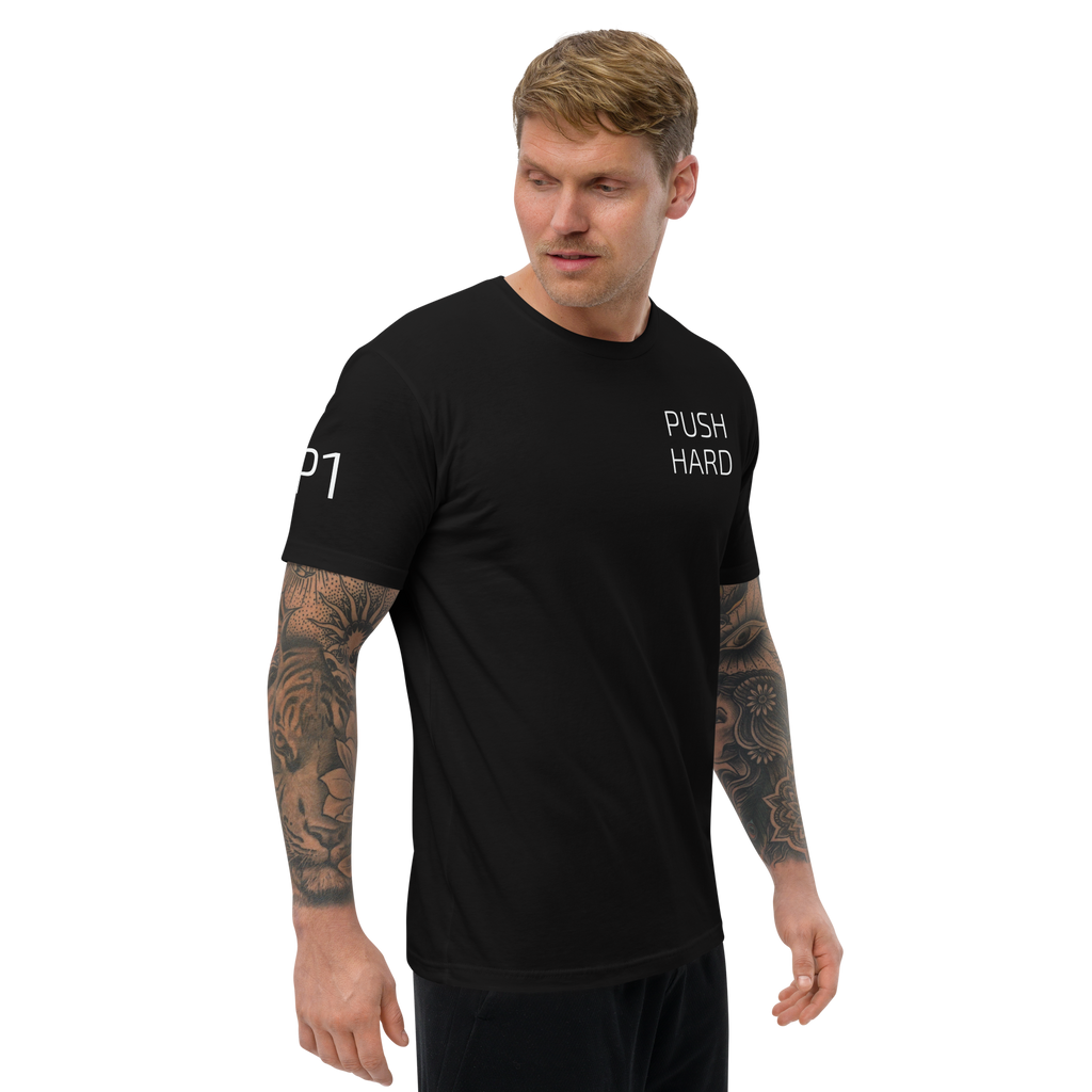 P1 PUSH HARD Men's Black T Shirt