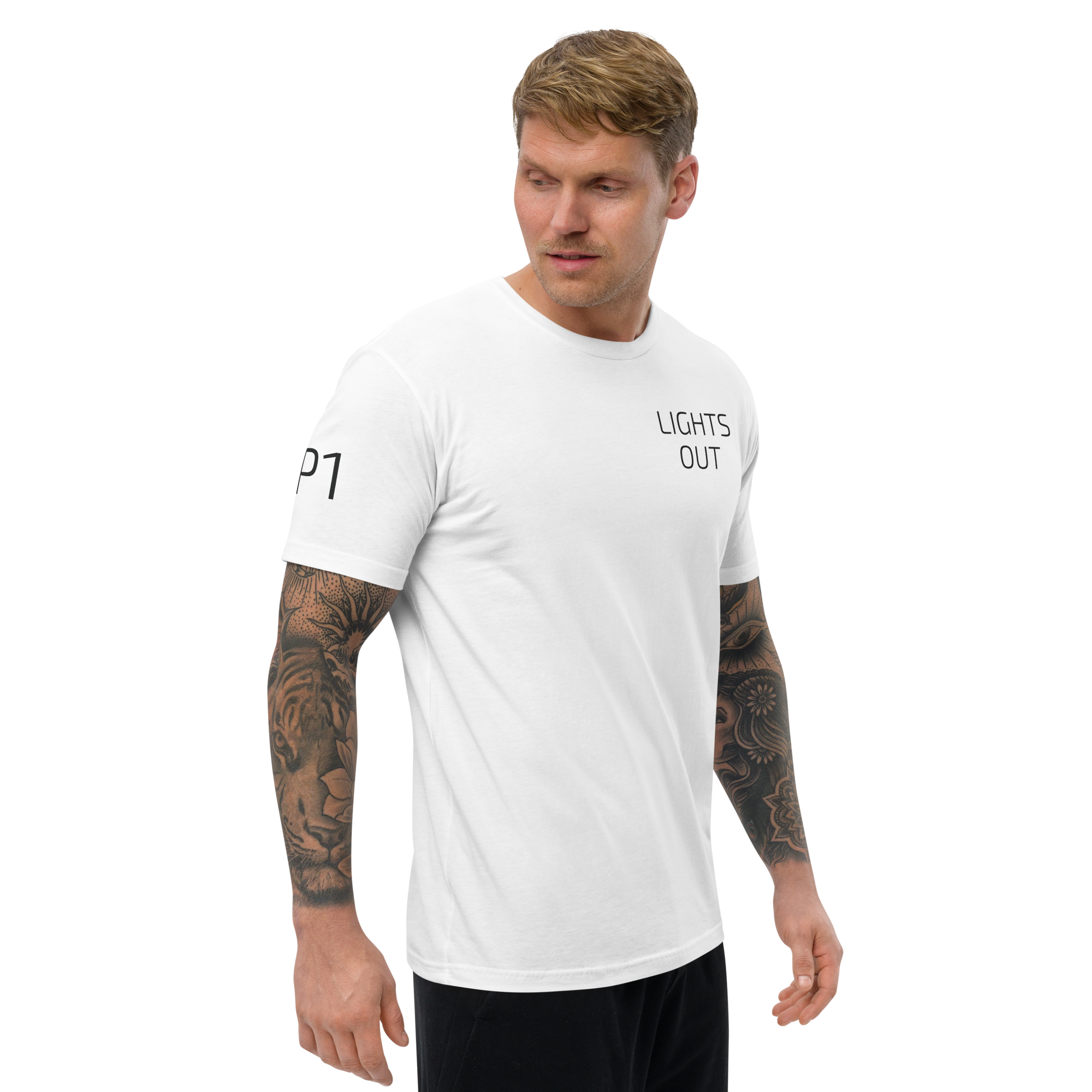 P1 LIGHTS OUT Men's White T Shirt