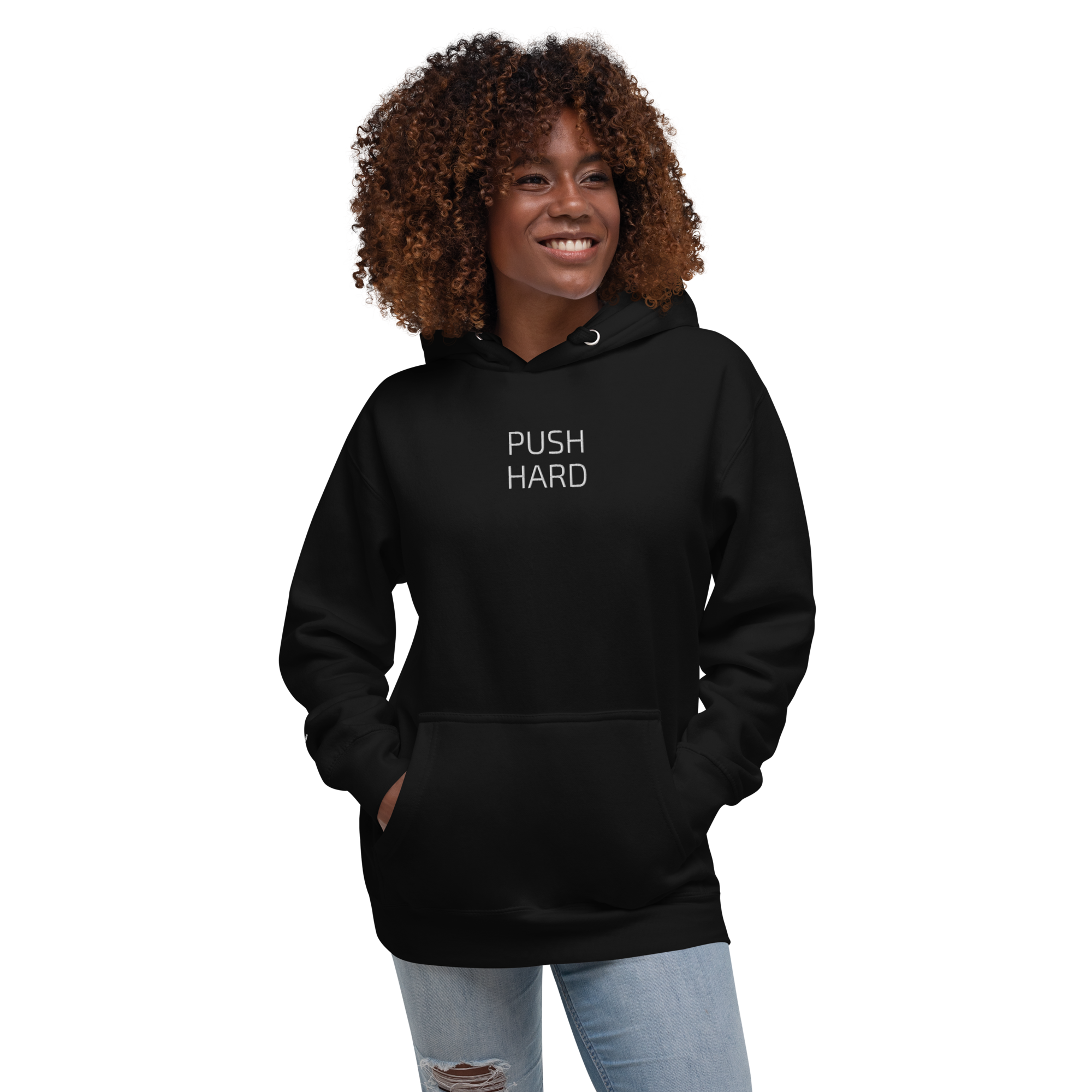 P1 PUSH HARD Unisex Black Hoodie