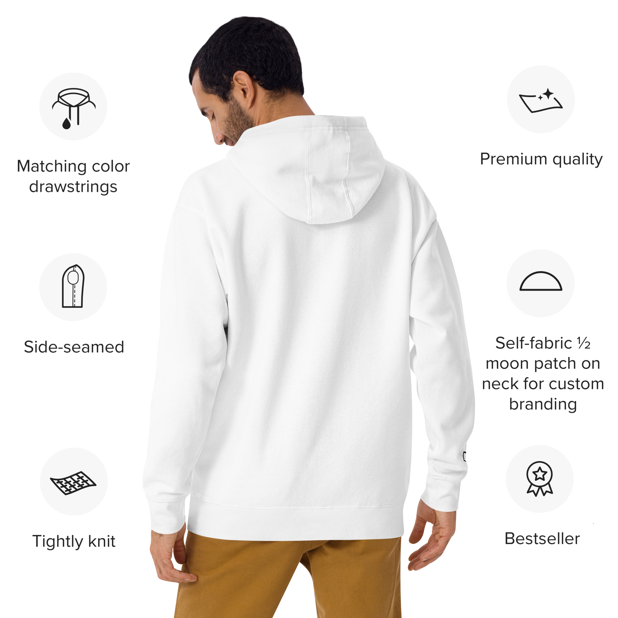 P1 PUSH HARD Unisex White Hoodie