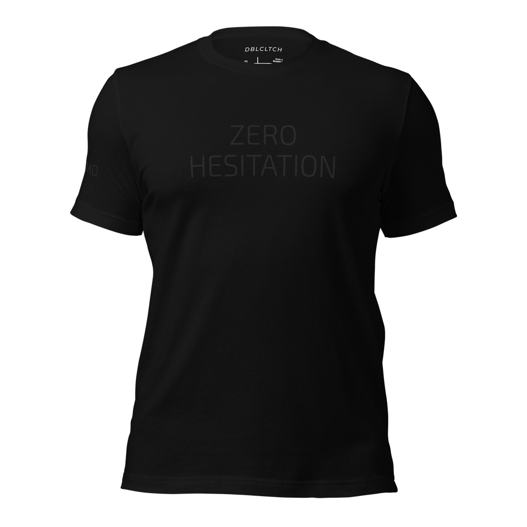 0000 ZERO HESITATION Unisex Black T Shirt