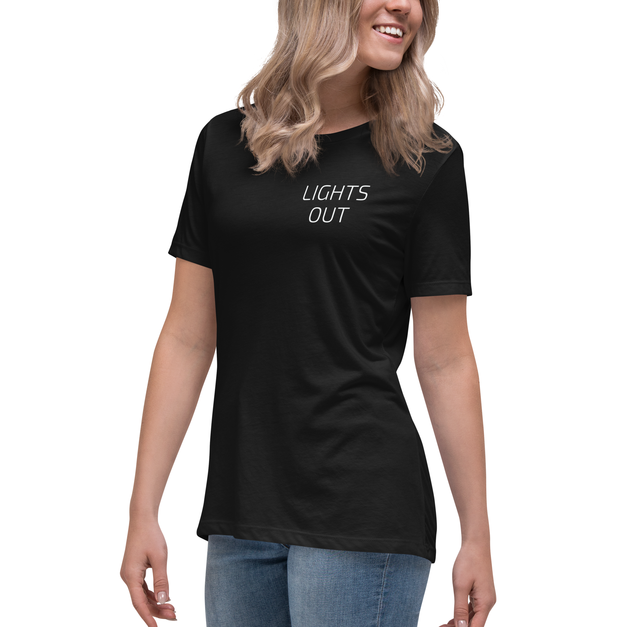 P1 LIGHTS OUT Women's Black T Shirt