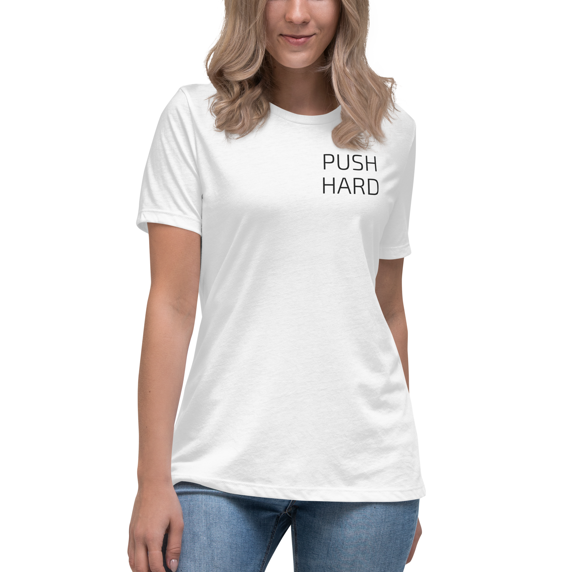 P1 PUSH HARD Women's White T Shirt